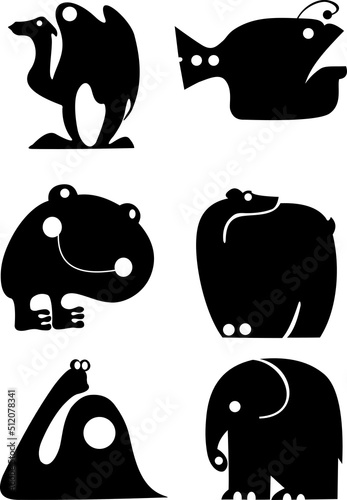 Vector original art animal silhouettes collection for design