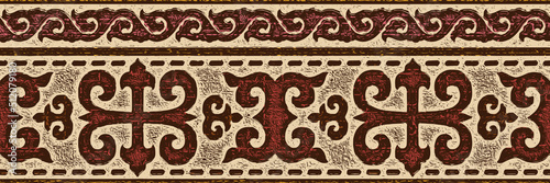 Seamless pattern, banner. Ethnic background on the theme of Turkic art, vector design