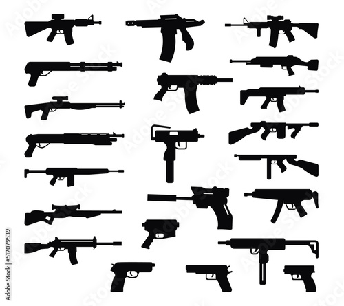 Airsoft gun Silhouettes Vectors