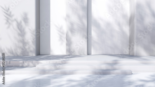 Background rendering with podium and wall scene abstract background. 3D illustration, 3D rendering	
