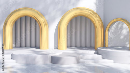 Background rendering with podium and wall scene abstract background. 3D illustration  3D rendering  