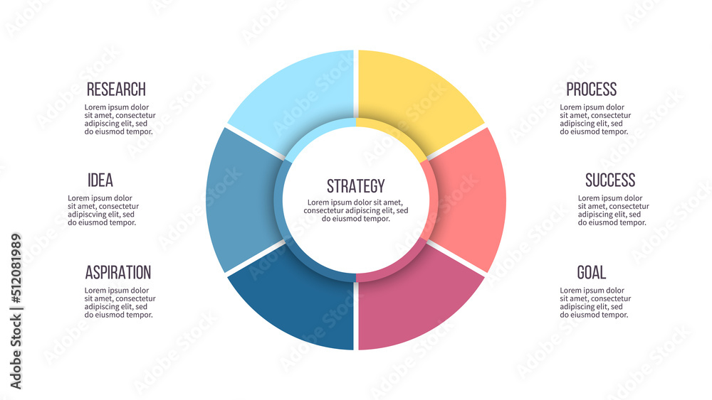 Business infographic. Pie chart with 6 options. Vector template. Business infographic. Pie chart with 6 options. Vector template.