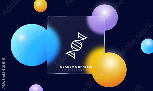 Identification line icon. Dna, rna, biology, anatomy, deoxyribonucleic acid, living cells. Biometry concept. Glassmorphism style. Vector line icon for Business and Advertising