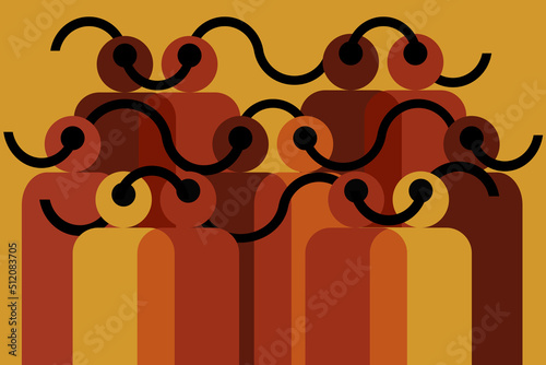 Abstract illustration of human figures connected through their heads