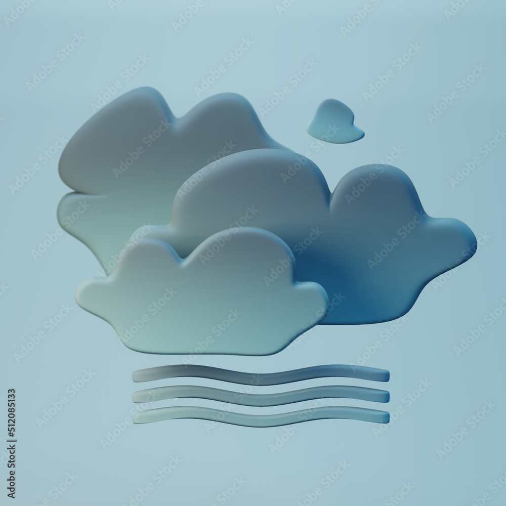 weather forecast icon - fog and clouds - 3d render illustration Stock ...