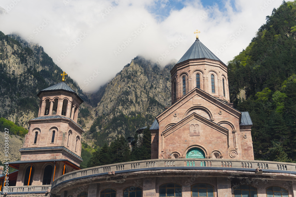 Dariali Monastery Complex, Georgian Orthodox church in Kazbegi, Georgia. High quality photo