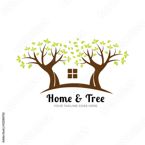 Tree house logo design - vector