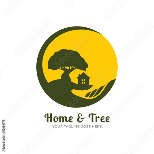 Tree house logo design - vector