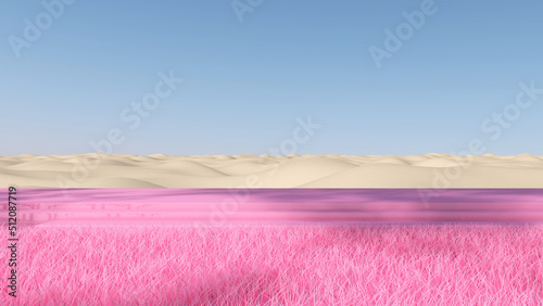 Meadow with sky background. 3D illustration, 3D rendering	