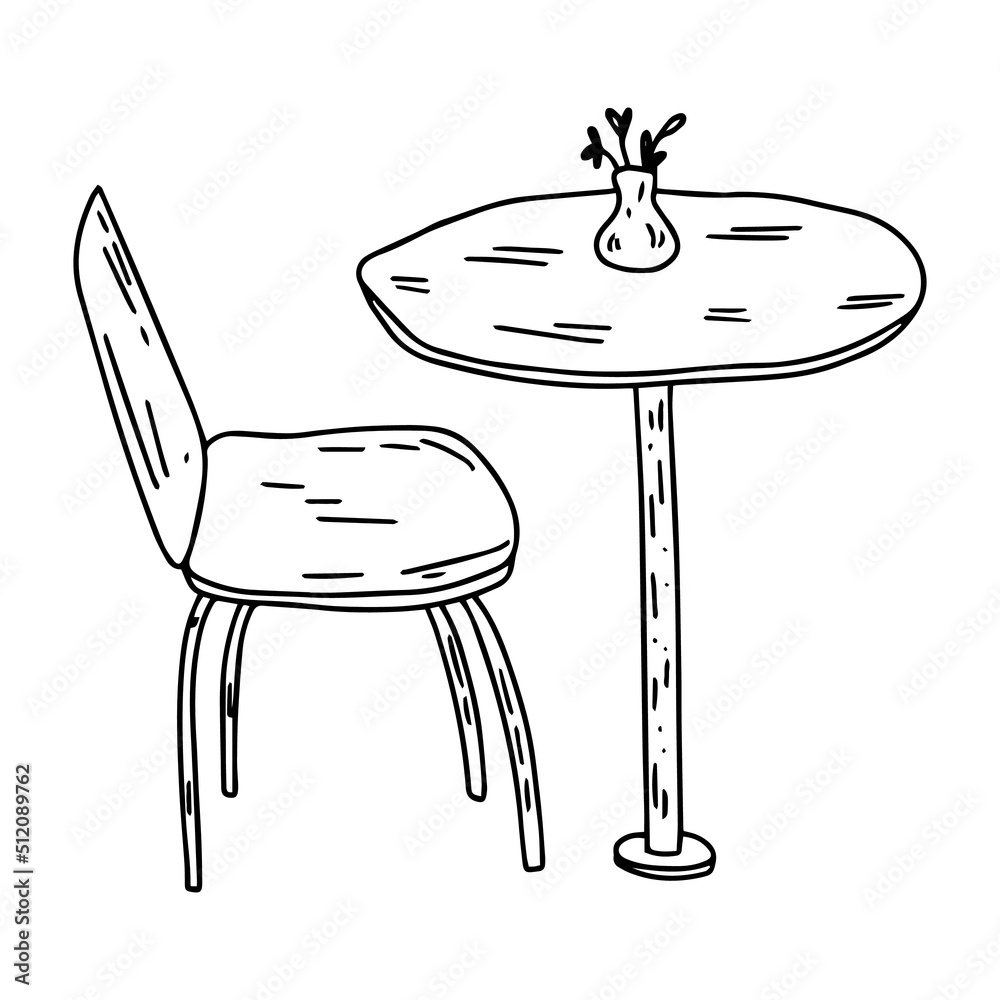 Digital illustration of table in the cafe Digital illustration of table in the cafe