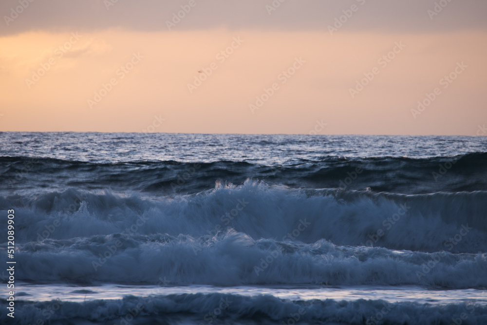 Ocean Waves in the Sunset