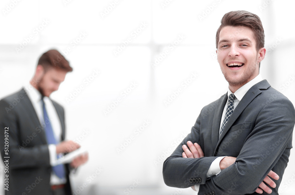successful businessman on the background of the office successful businessman on the background of the office