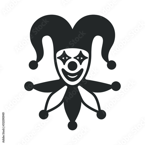 Clown graphic icon. Jester sign isolated on white background. Buffoon symbol. Vector illustration
