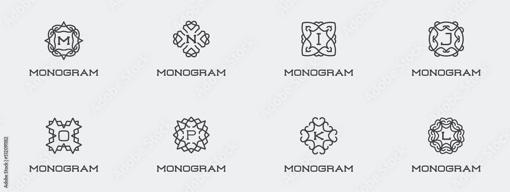 Big Set of Compact Monogram Design Template with Letter. Vector Illustration Premium Elegant Quality. - obrazy, fototapety, plakaty 