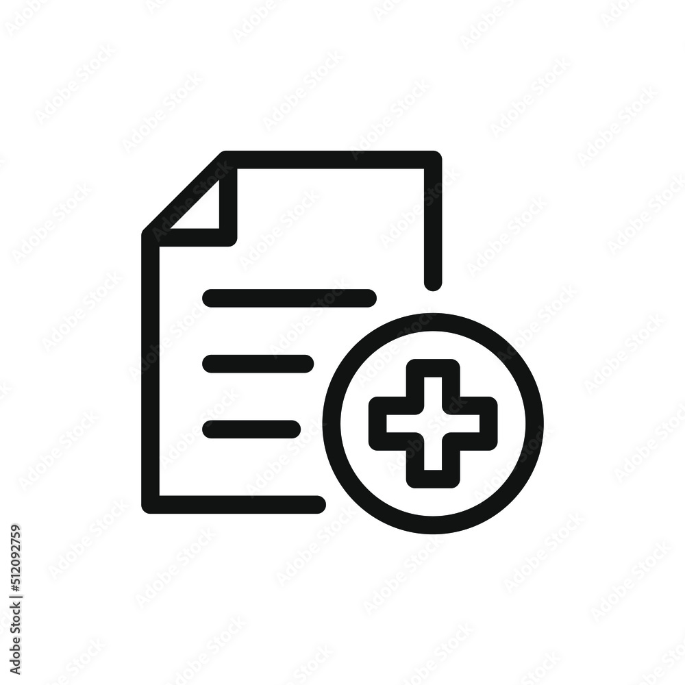 Add file icon line style. Medical form isolated on white background. Vector illustration Add file icon line style. Medical form isolated on white background. Vector illustration
