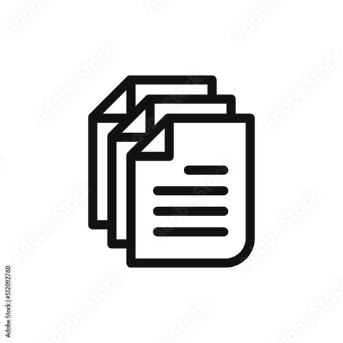 Copy file. Multiple document icon line style isolated on white background. Vector illustration