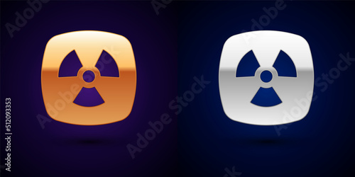 Free Download Gold and silver Radioactive icon isolated on black background. Radioactive toxic symbol. Radiation hazard sign. Vector - GFXLoad