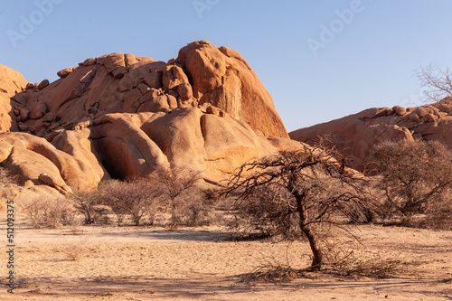 Desert landscape in central Namibia, near the Spitzkoppe mountain.