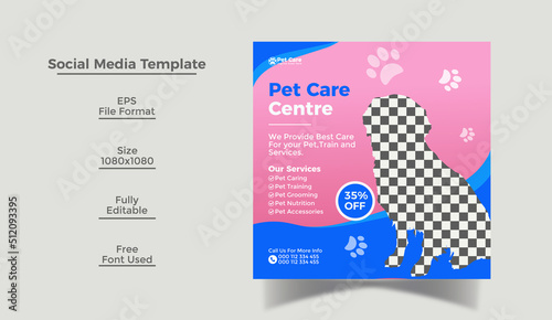 Pet store or care social media promotion Instagram banner post design template