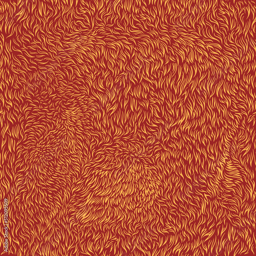 Fox skin. Seamless wallpaper. Editable hand drawn illustration. Vector vintage engraving. 8 EPS
