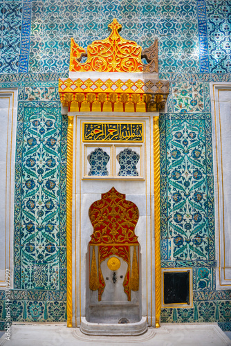 Interior of Topkapi Palace, detail and decoration of the castle, Istanbul, Turkey photo