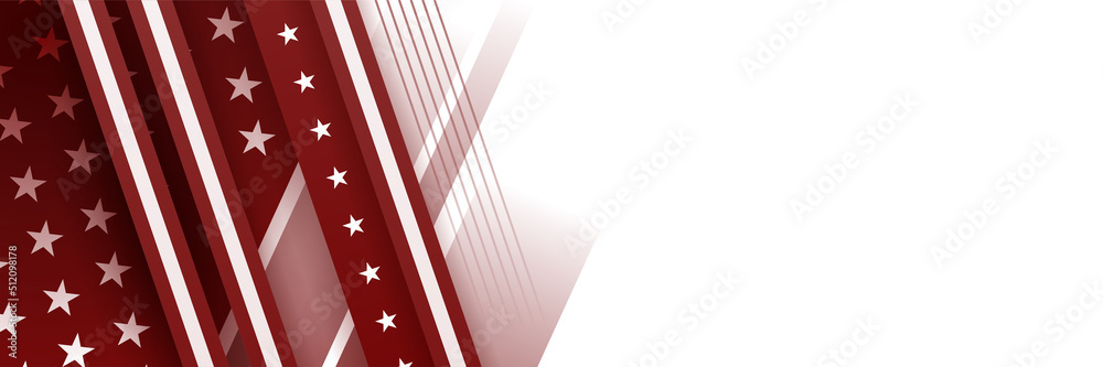 Fototapeta premium Happy 4th of July Independence day with USA red banner background. Universal America banner. Memorial day in the united states - remember and honor banner background vector illustration