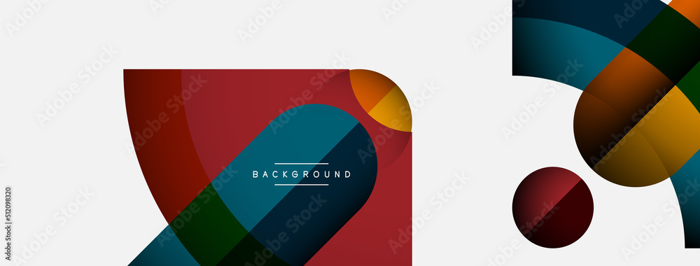 Geometric abstract background. Round shapes, circles, lines composition for wallpaper banner background or landing page
