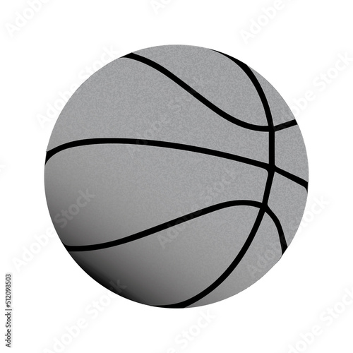 Vector illustration of gray collered realistic Basketball clipart drawing.