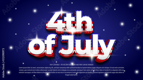 4th of july 3d style editable text effect
