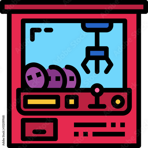 claw machine color outline icon