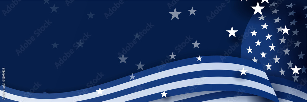Happy 4th of July Independence day with USA blue banner background. Universal America banner. Memorial day in the united states - remember and honor banner background vector illustration Happy 4th of July Independence day with USA blue banner background. Universal America banner. Memorial day in the united states - remember and honor banner background vector illustration