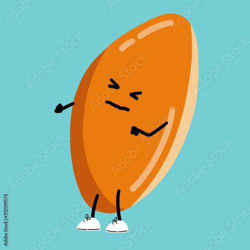 Children's cute illustration of a pie, sticker, emotions of anger