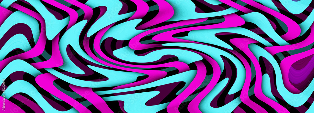 Fototapeta premium Bright multicolor background. Blue red wavy pattern.