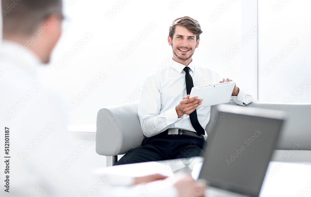 Fototapeta premium two businessmen working in office
