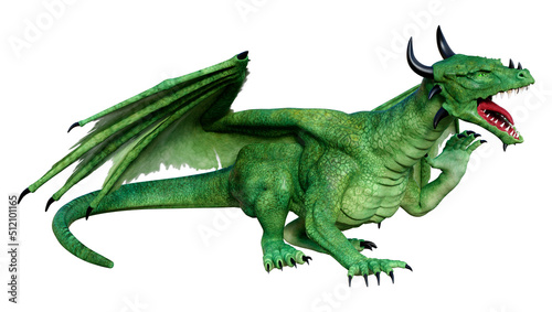 3D Rendering Fairy Tale Dragon on White