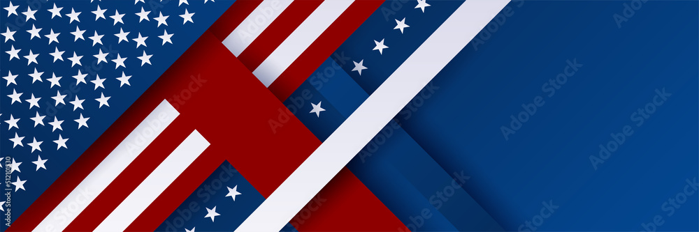 Fototapeta premium 4th July Independence Day of United States America celebration banner background with American flag. Vector illustration. Designed for flyers, template, ads, posters, social media and decorations.