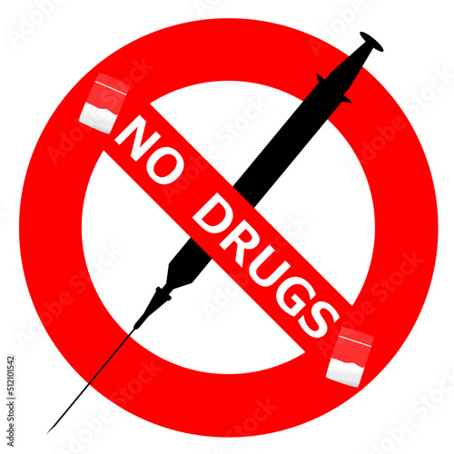 薬物禁止の標識。No Drugs.