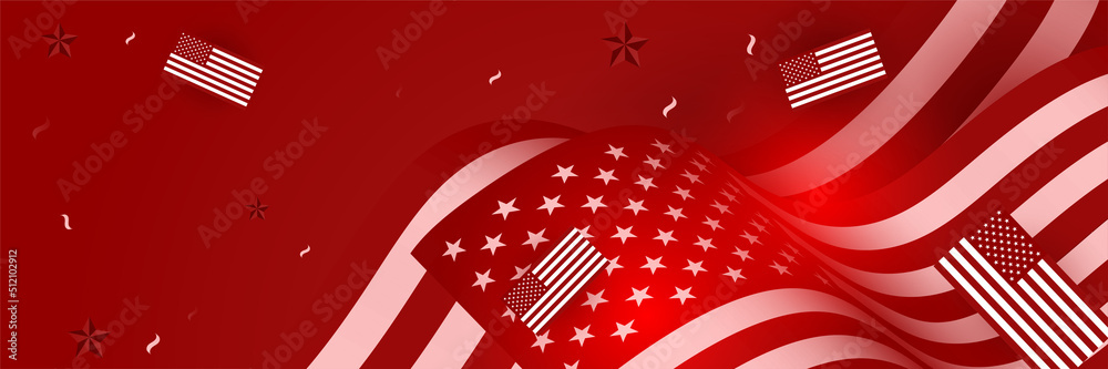 Happy 4th of July Independence day with USA red banner background. Universal America banner. Memorial day in the united states - remember and honor banner background vector illustration Happy 4th of July Independence day with USA red banner background. Universal America banner. Memorial day in the united states - remember and honor banner background vector illustration