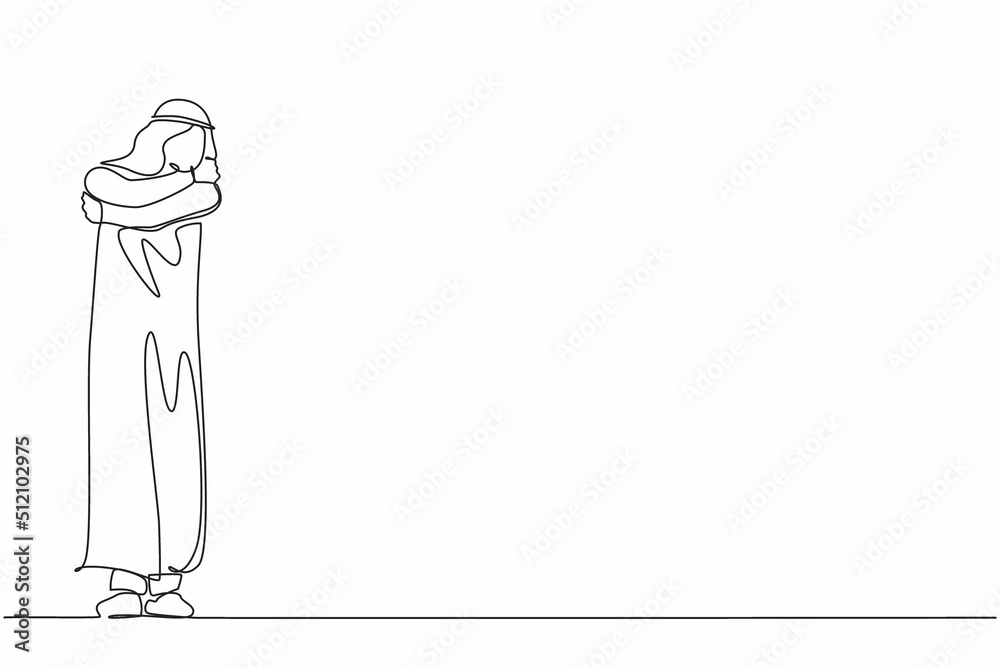 Continuous one line drawing man hugging himself with positive emotion. Happy Arabian guy hugging himself with sensuality and love. Charismatic male cuddling oneself. Single line draw design vector Continuous one line drawing man hugging himself with positive emotion. Happy Arabian guy hugging himself with sensuality and love. Charismatic male cuddling oneself. Single line draw design vector