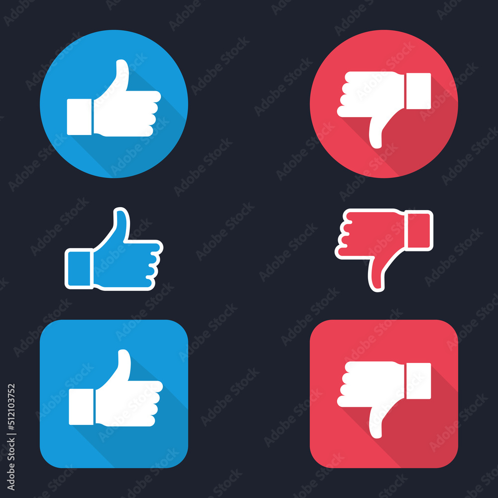 Thumb up and down isolated on white background. vector Illustration.

