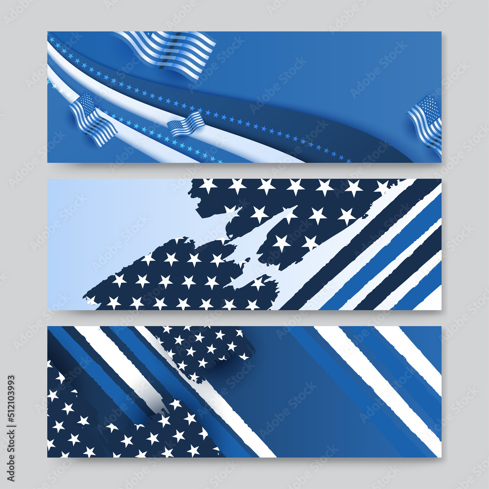 Happy 4th of July Independence day with USA blue banner background. Universal America banner. Memorial day in the united states - remember and honor banner background vector illustration Happy 4th of July Independence day with USA blue banner background. Universal America banner. Memorial day in the united states - remember and honor banner background vector illustration