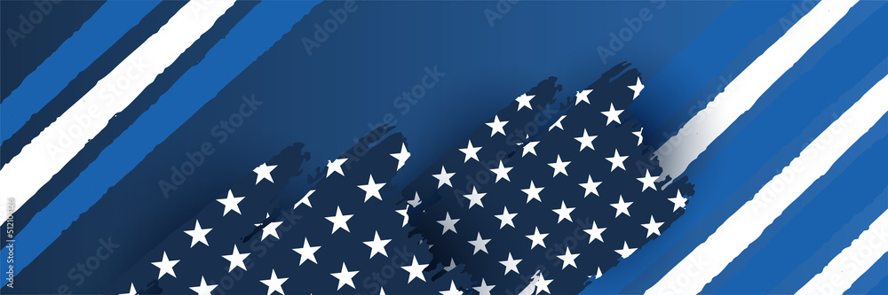 Fototapeta premium Happy 4th of July Independence day with USA blue banner background. Universal America banner. Memorial day in the united states - remember and honor banner background vector illustration