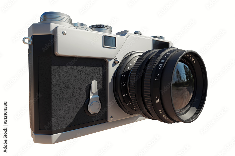 Fototapeta premium retro film camera. 3D illustration of a camera on a white background.