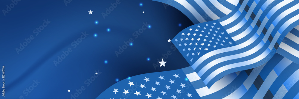 Happy 4th of July Independence day with USA blue banner background. Universal America banner. Memorial day in the united states - remember and honor banner background vector illustration Happy 4th of July Independence day with USA blue banner background. Universal America banner. Memorial day in the united states - remember and honor banner background vector illustration