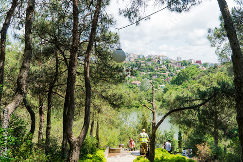 Ataturk kent ormani in Istanbul. Ataturk City Forest. Green spaces in Istanbul city. Green parks or recreational areas in city.