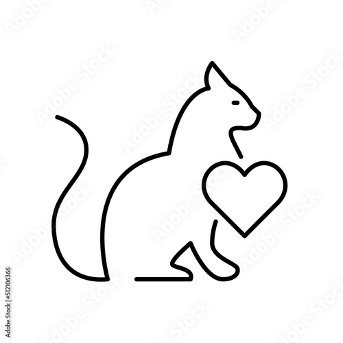 Cat love icon. Pixel perfect, editable stroke line