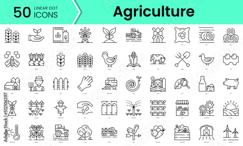 agriculture Icons bundle. Linear dot style Icons. Vector illustration