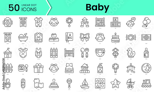 baby Icons bundle. Linear dot style Icons. Vector illustration