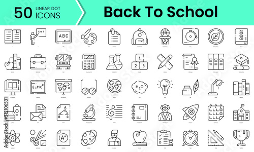 back to school Icons bundle. Linear dot style Icons. Vector illustration