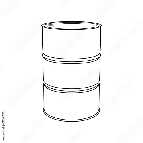 Gasoline Drum Outline Icon Illustration on Isolated White Background